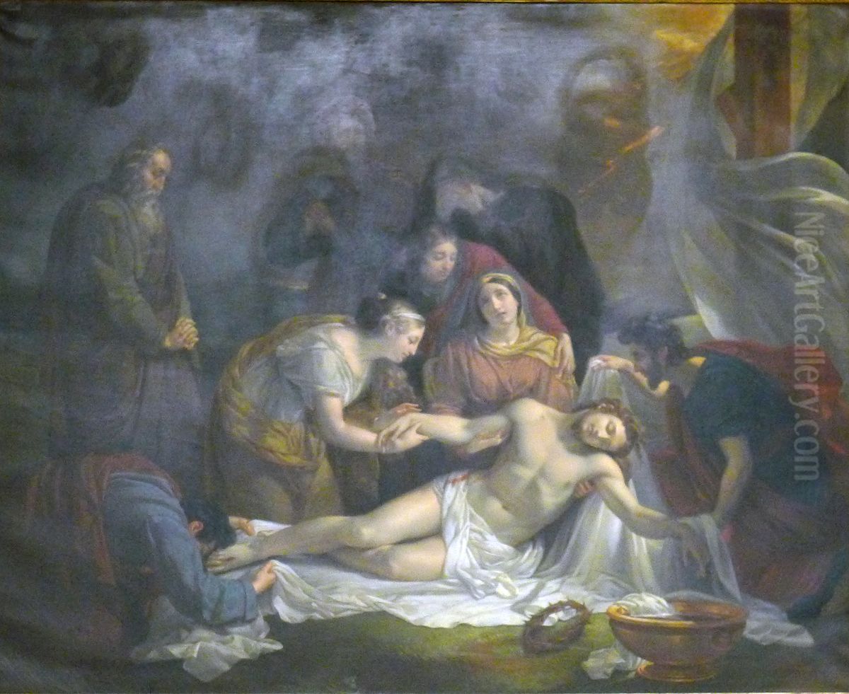 Deposition de croix. Oil Painting by Amelie Legrand de Saint-Aubin