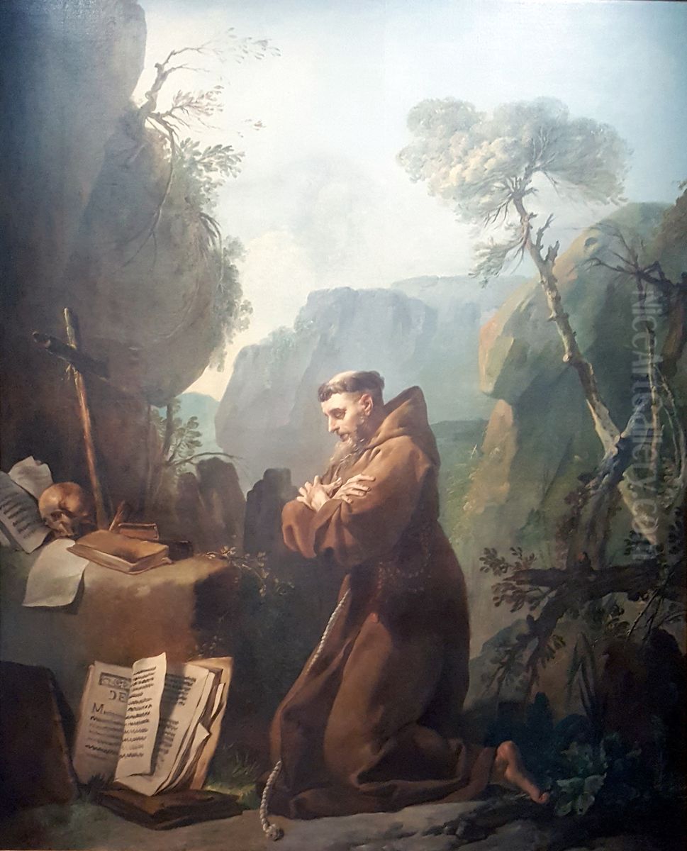 Saint Francois d'Assise en priere Oil Painting by Jean-Baptiste Marie Pierre