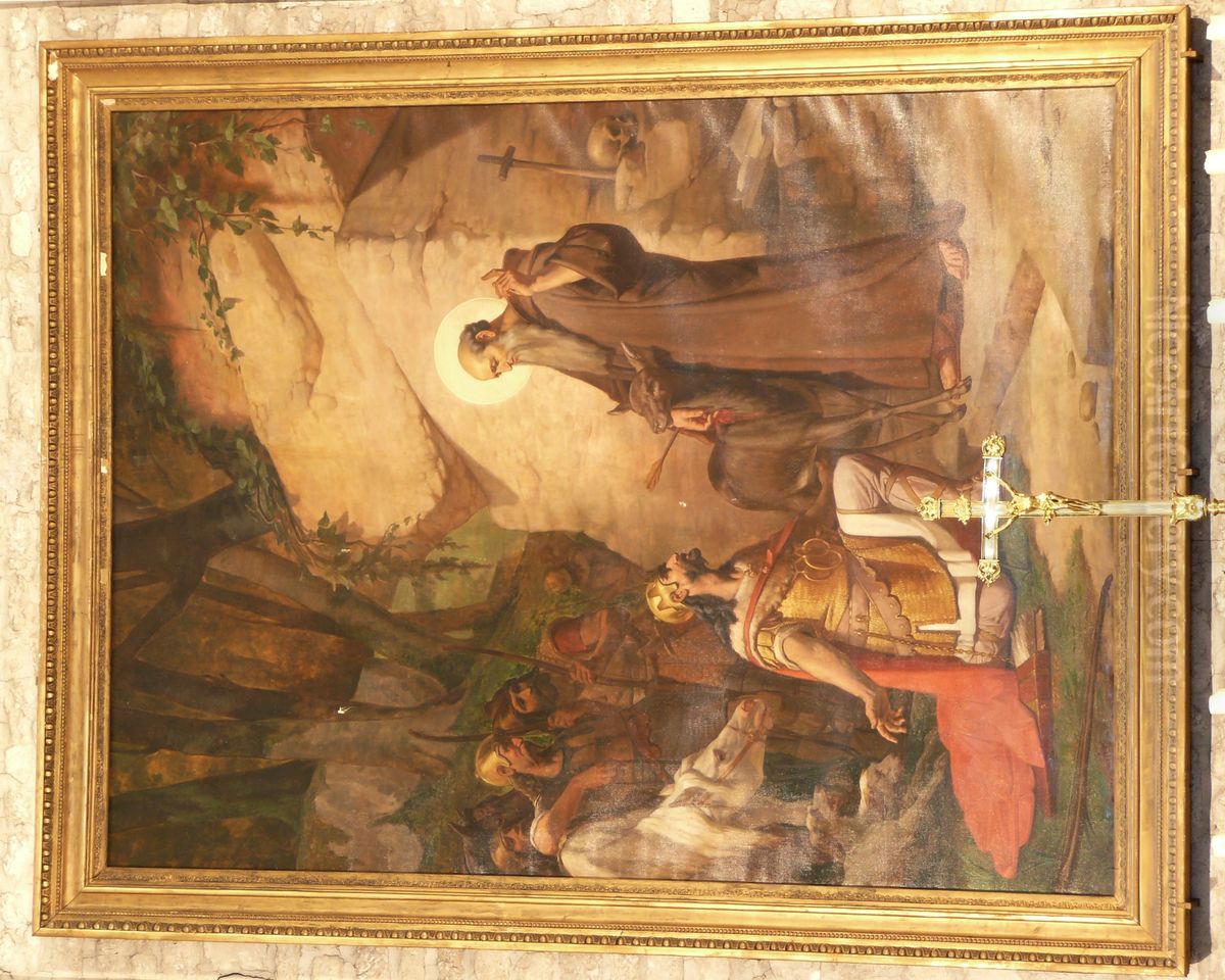 St Gilles and The King Wamba Oil Painting by Melchior Doze