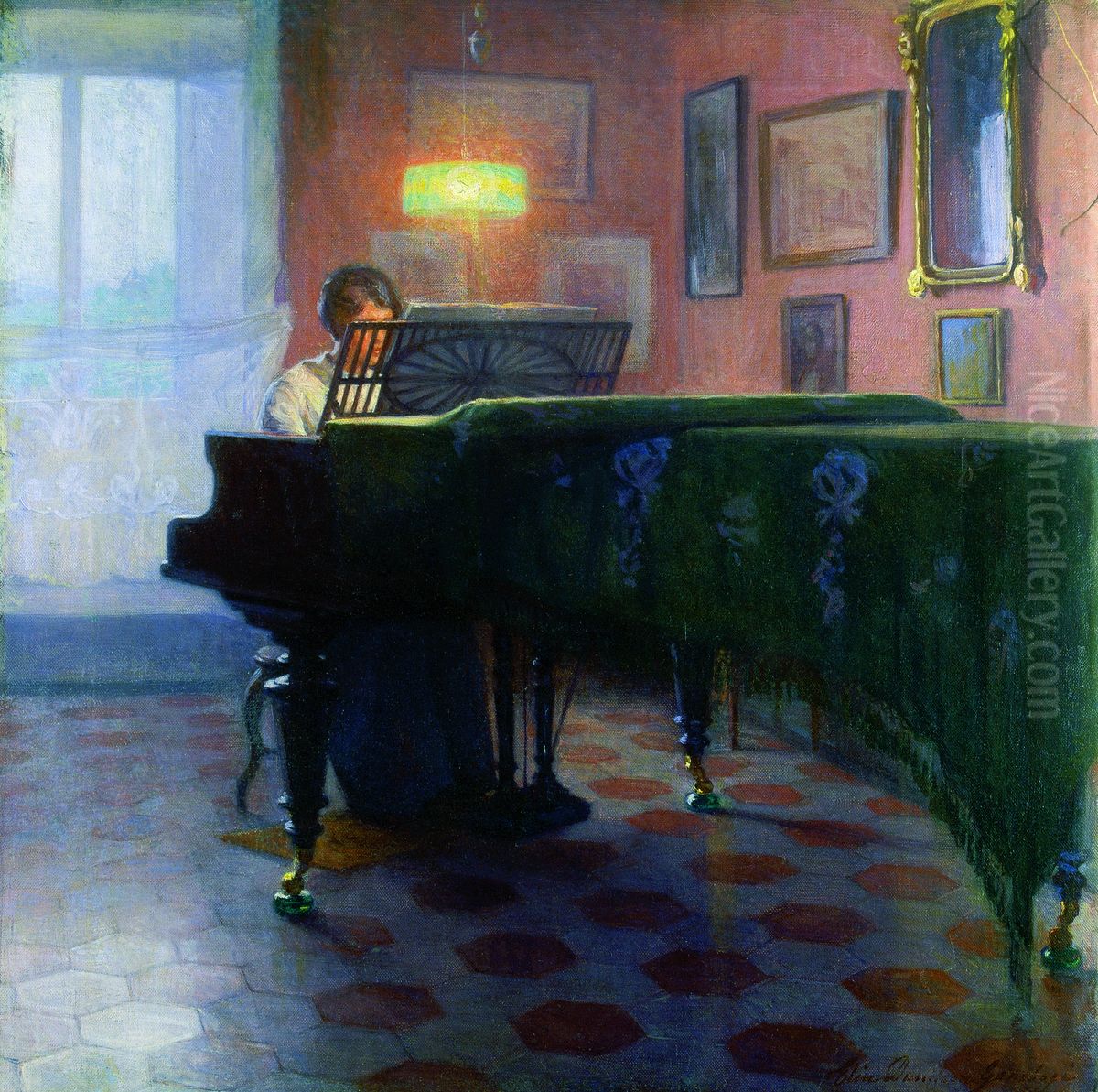 Pianonsoittaja Oil Painting by Elin Danielson-Gambogi