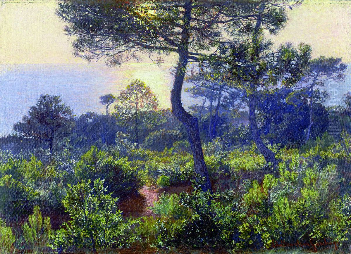 Sunset Oil Painting by Elin Danielson-Gambogi