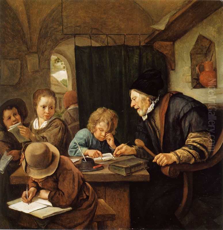 The School Oil Painting by Jan Steen