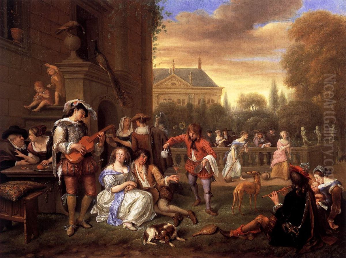 Garden Party Oil Painting by Jan Steen