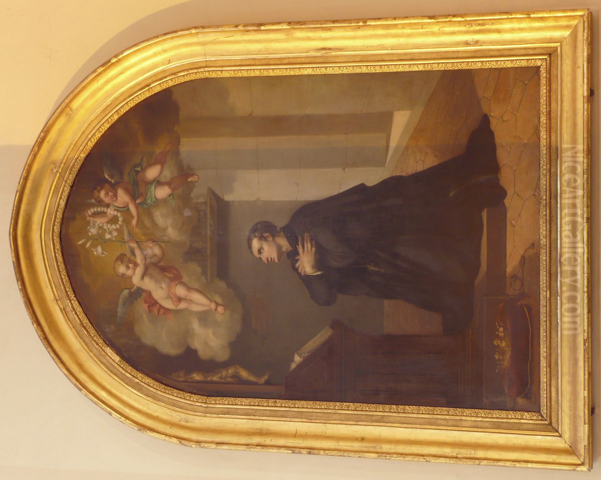 Saint Louis de Gonzagueen prieres Oil Painting by Numa Boucoiran