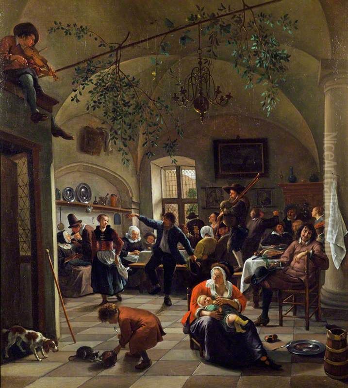 Merrymaking in a Tavern Oil Painting by Jan Steen