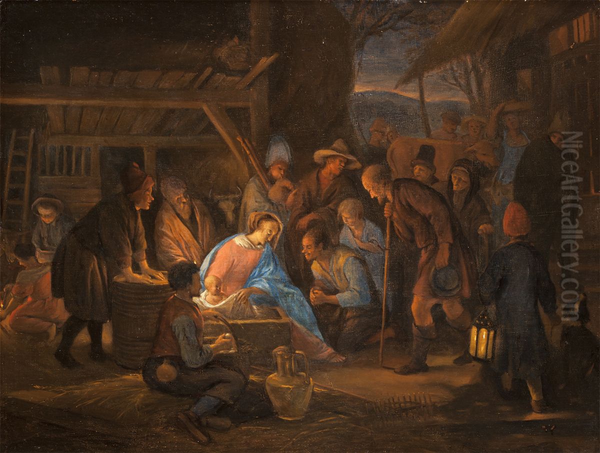 Adoration of the Shepherds Oil Painting by Jan Steen