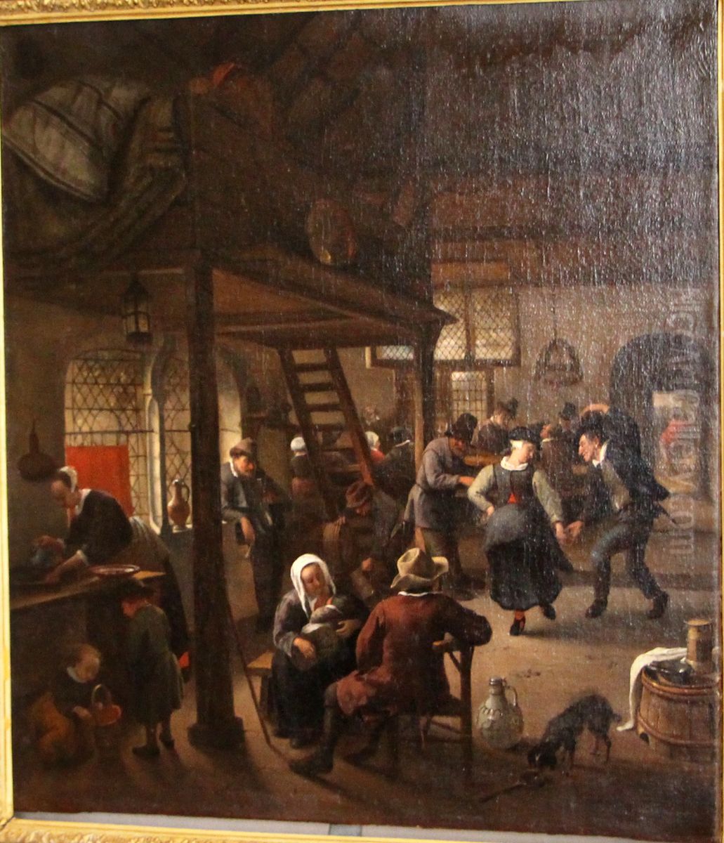 Tavern Scene Oil Painting by Jan Steen