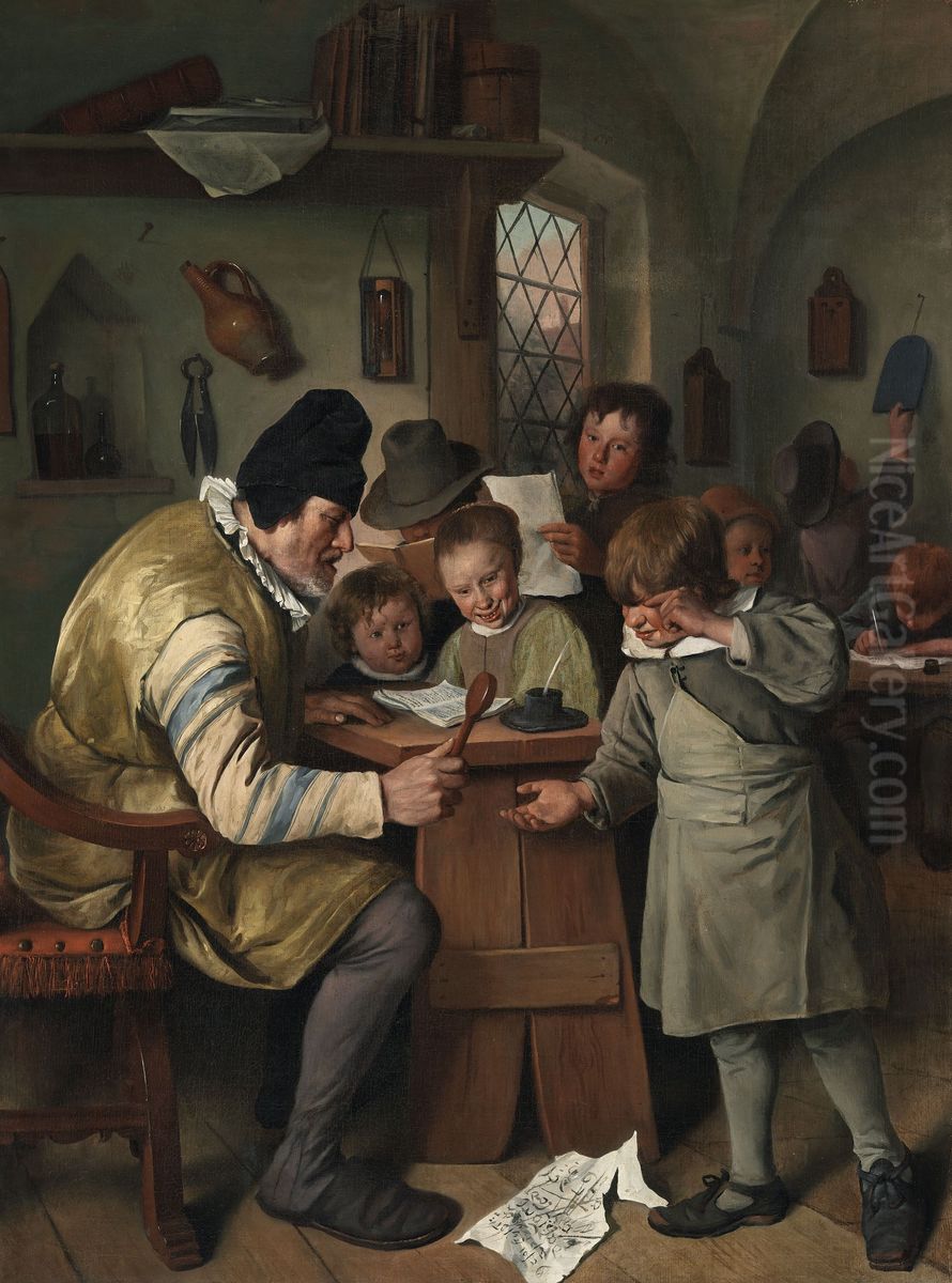 The Village School Oil Painting by Jan Steen