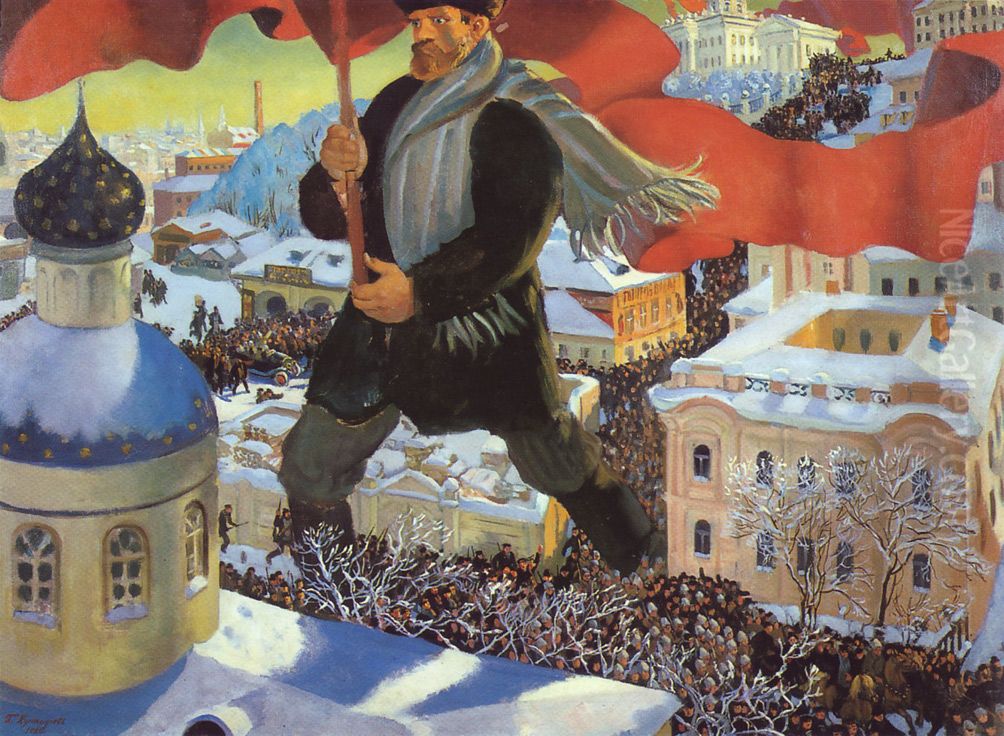 Bolshevik. Oil Painting by Boris Kustodiev