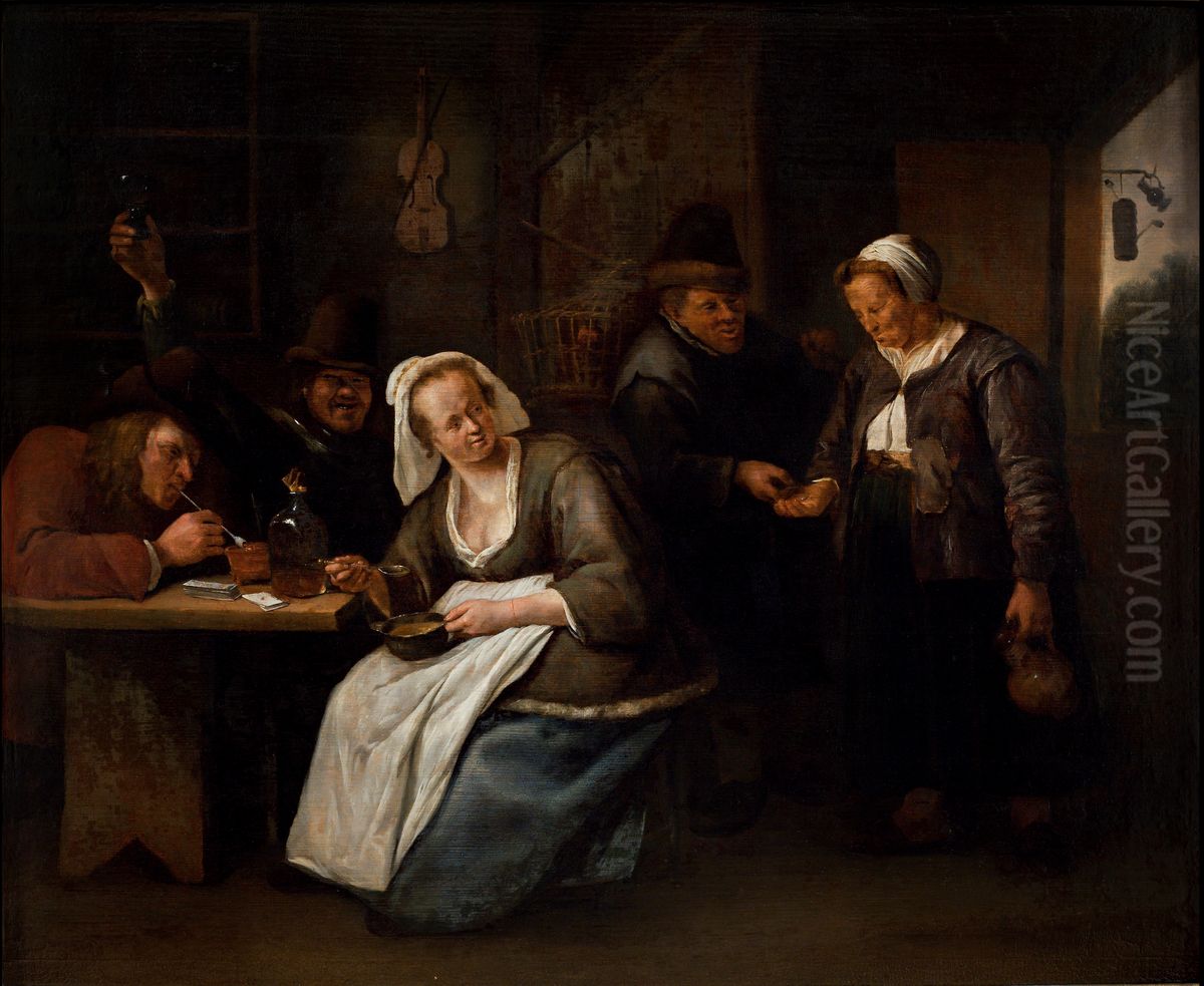 Vaertshusscene Oil Painting by Jan Steen
