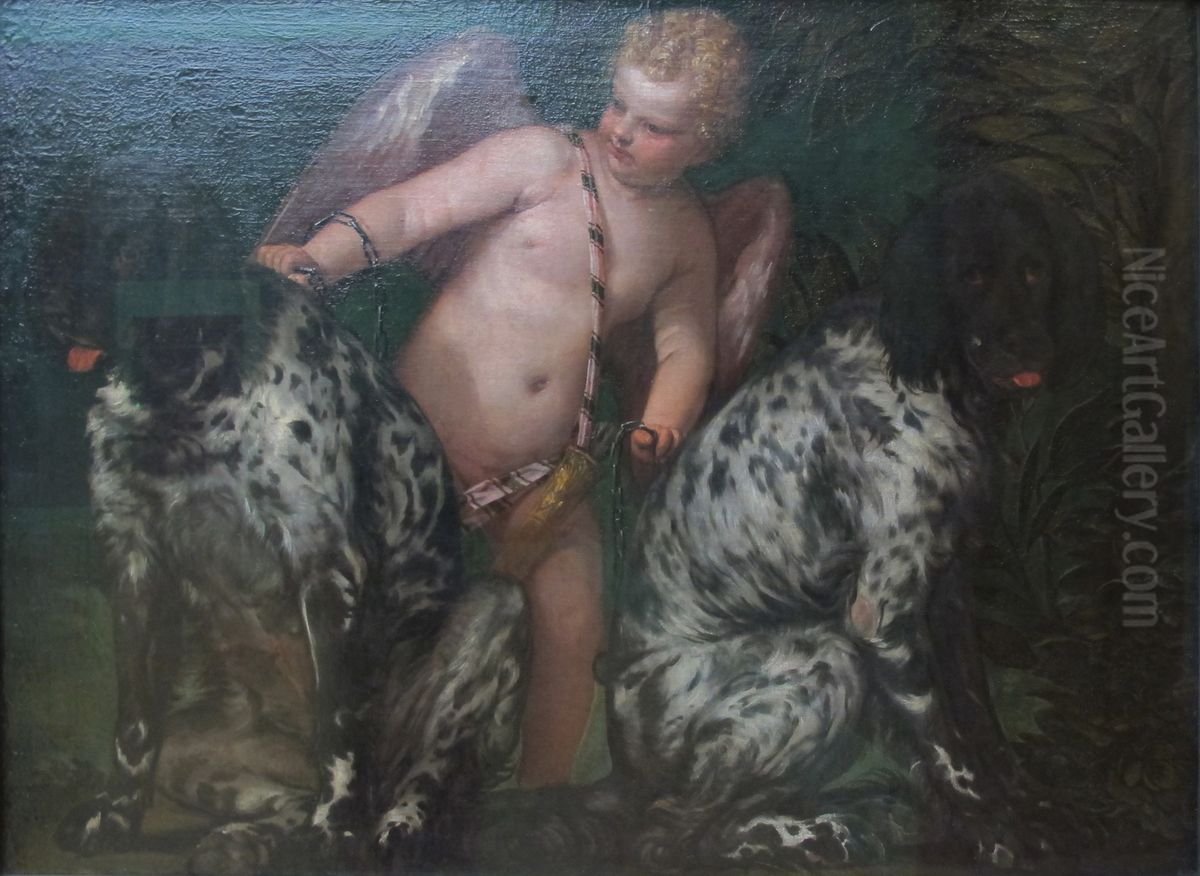 Amor mit zwei Hunden Oil Painting by Paolo Veronese (Caliari)
