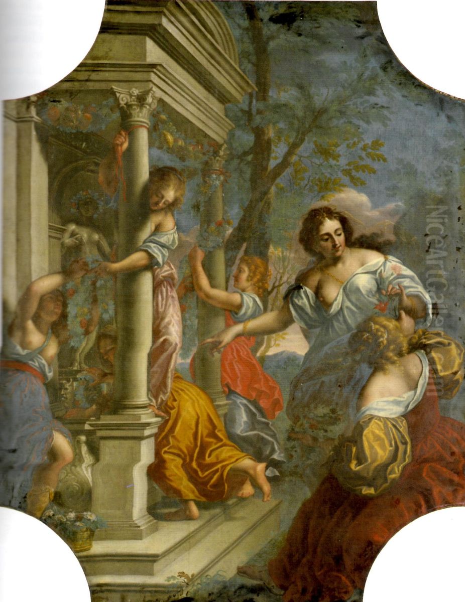 Jungfrauen schmucken einen Tempel Oil Painting by Antonio Triva