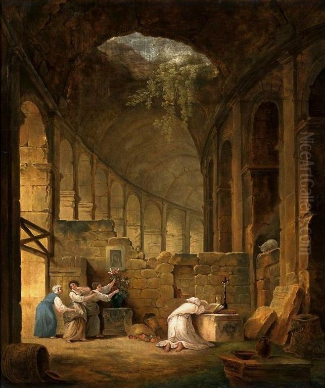 Interior of the Colosseum in Rome. Oil Painting by Aleksandra z Potockich Potocka