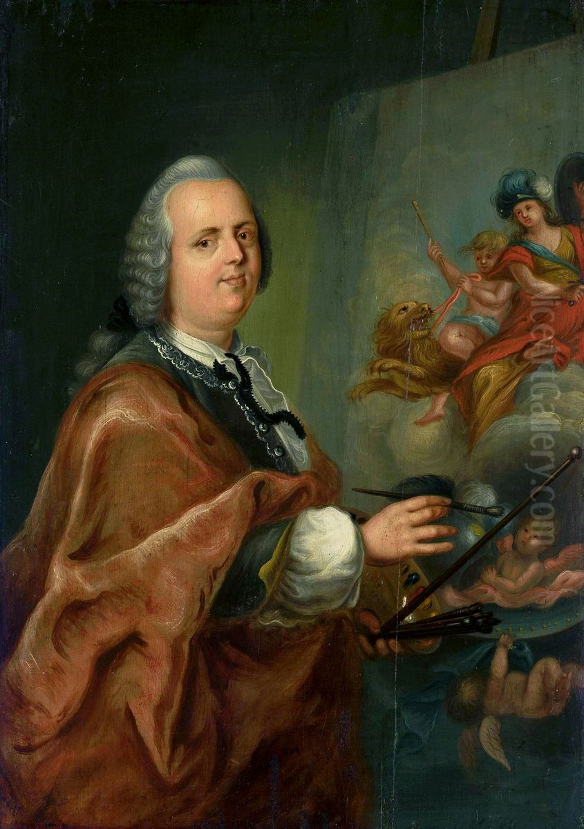 Self-portrait at work. Oil Painting by Krzysztof Jozef Werner