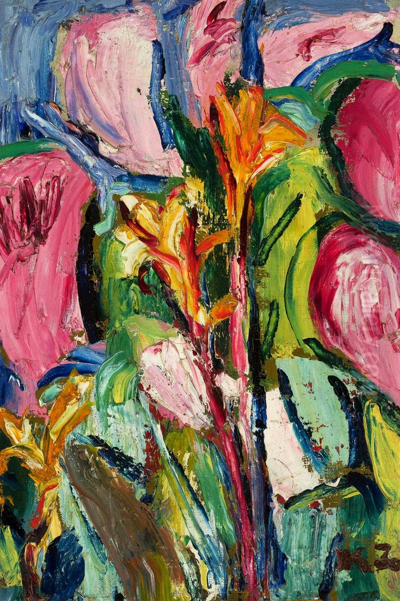Flowers Oil Painting by Kazimierz Zieleniewski