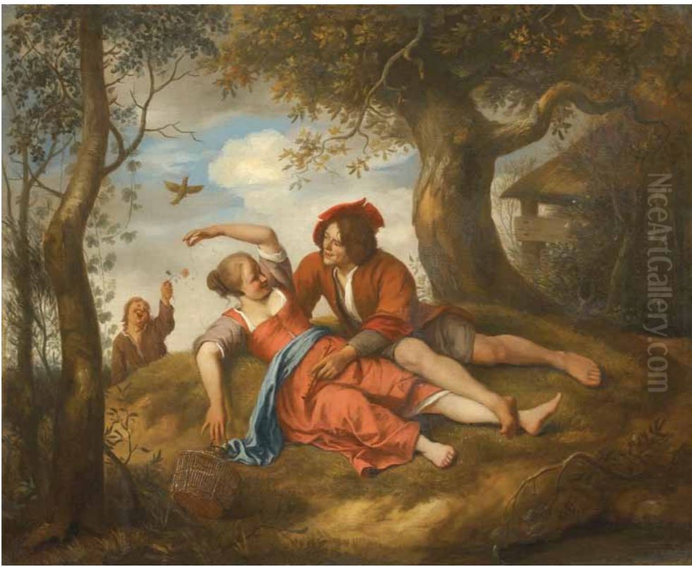 Lovers in a Landscape Oil Painting by Jan Steen