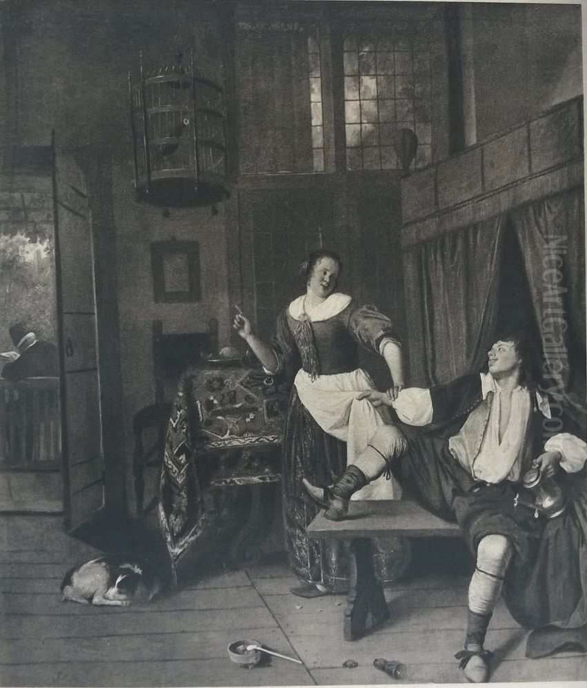 A Love Scene Oil Painting by Jan Steen