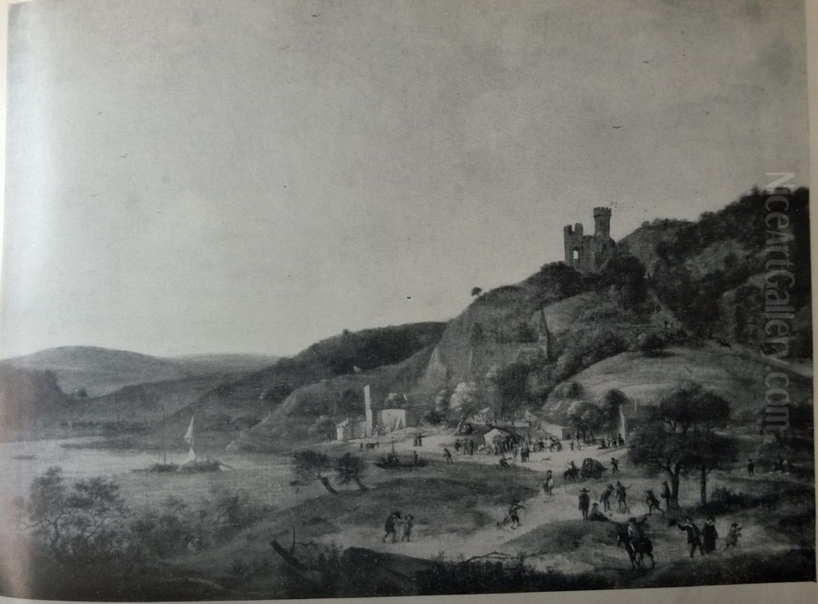 De ruine op de heuvel Oil Painting by Jan Steen