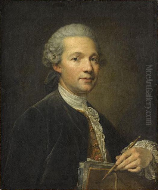 Portrait of Jacques Gabriel (1698-1782), French architect Oil Painting by Jean-Baptiste Greuze