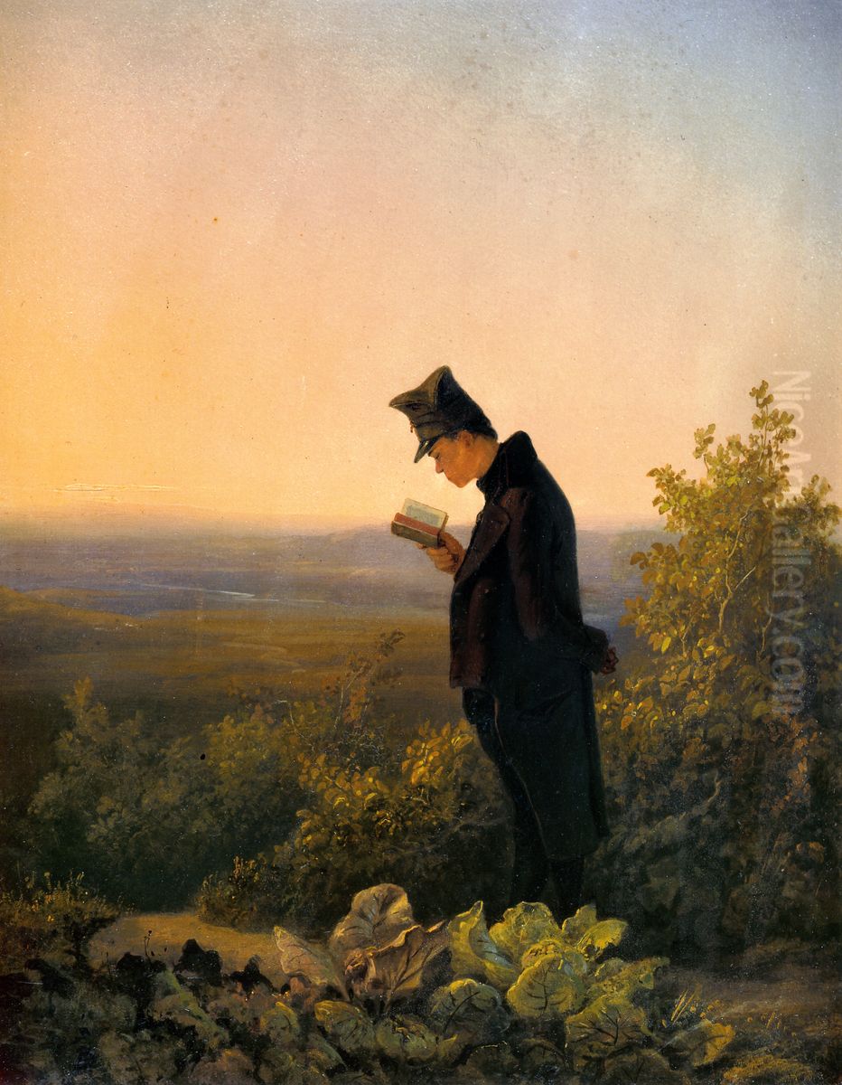 La Lecture du breviaire, le soir Oil Painting by Carl Spitzweg