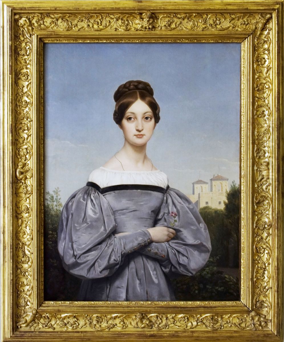 Lousie Vernet, a festo lanya arckepe Oil Painting by Horace Vernet