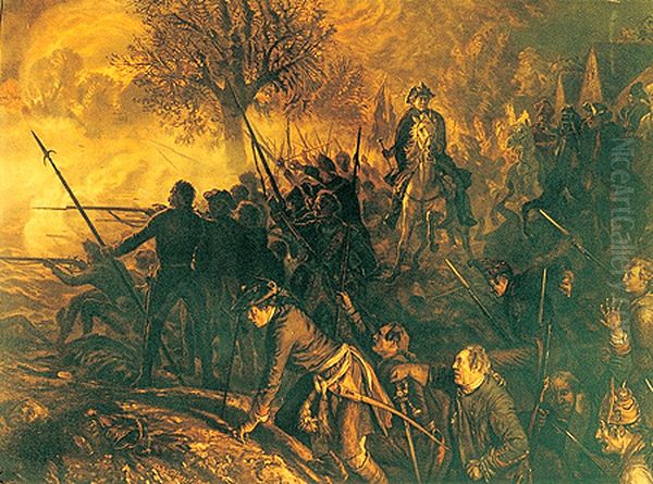 Fredrick II at the Battle of Hochkirch Oil Painting by Adolph von Menzel