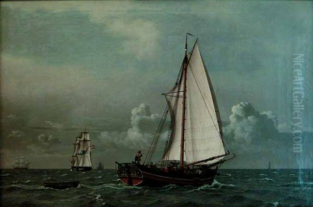 Un sloop danois allant vent arriere Oil Painting by Christoffer Wilhelm Eckersberg