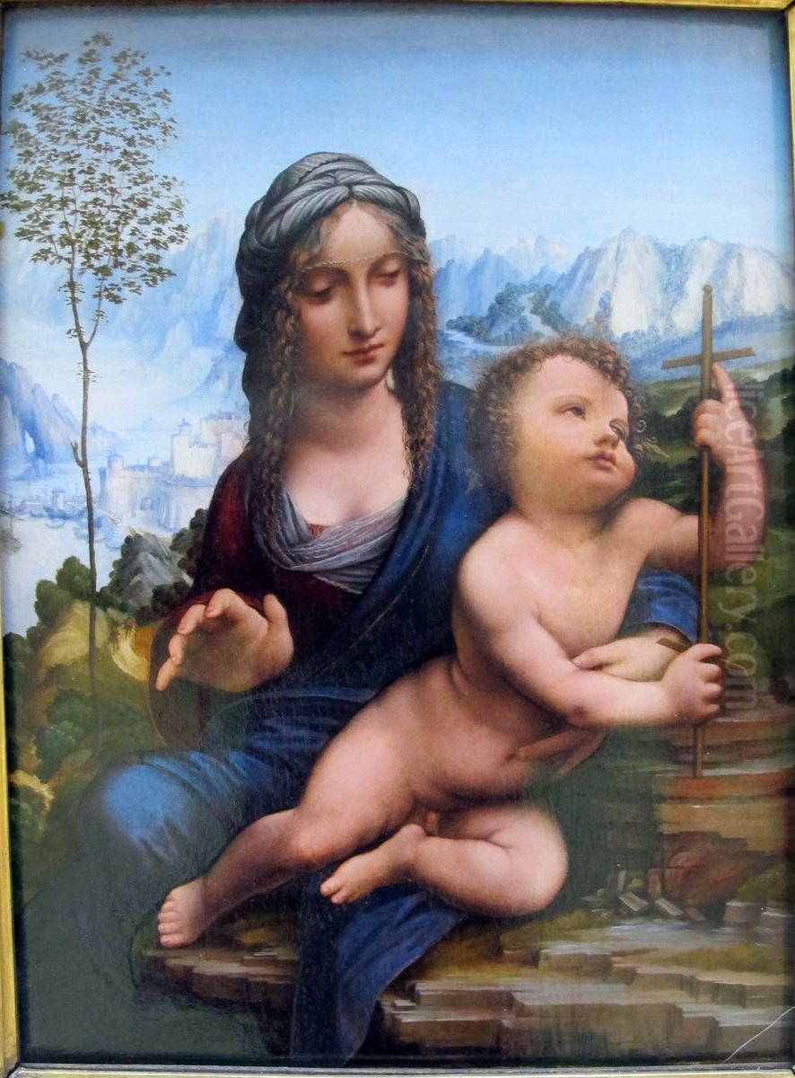 La Vierge et l'Enfant Jesus, dite Vierge au devidoir ou Vierge aux fuseaux Oil Painting by Leonardo Da Vinci