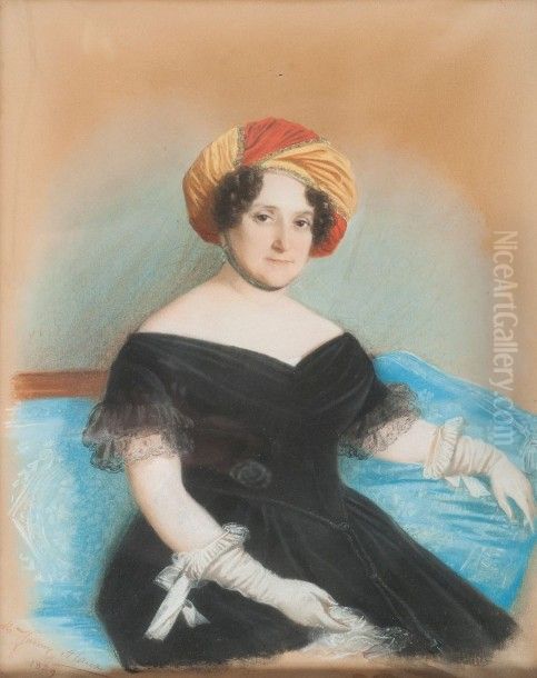 Portrait d'une femme au turban. Oil Painting by Fanny Alaux