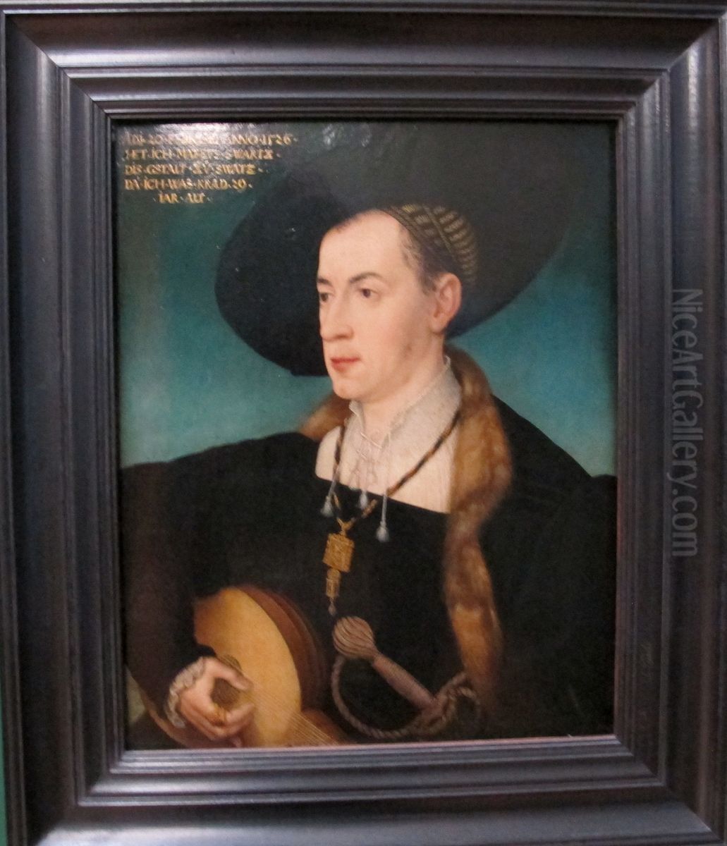 Portrait de Matthaus Schwartz (Augsbourg, 1497-1574) jouant du luth Oil Painting by Hans Maler Zu Schwaz