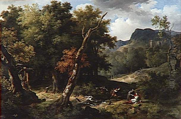 Carloman blesse a mort dans la foret d'Yveline Oil Painting by Jean-Charles-Joseph Remond