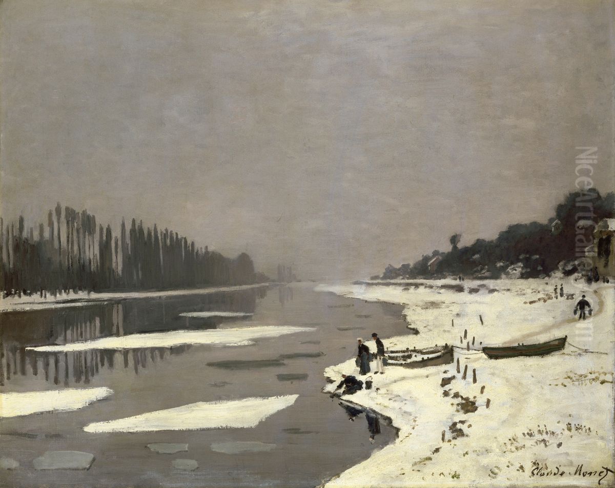 Glacons a Bougival Oil Painting by Claude Oscar Monet