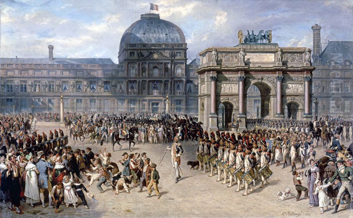 Un jour de revue sous l'Empire Oil Painting by Hippolyte Bellange