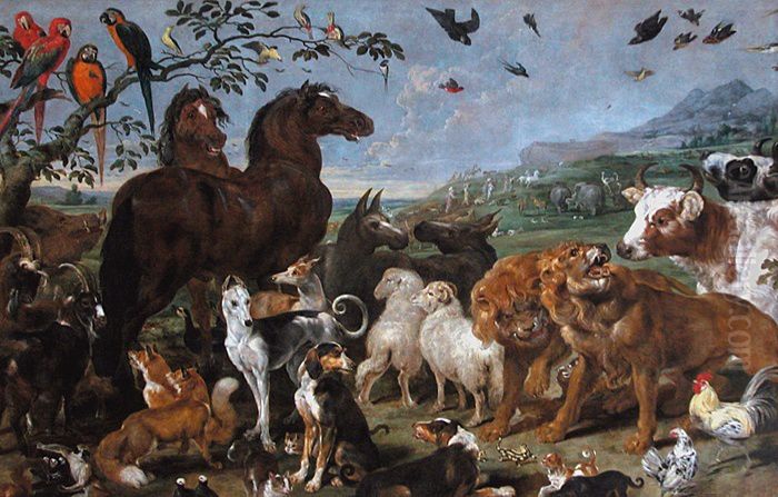 The animals go to Noah' s Ark Oil Painting by Paul de Vos