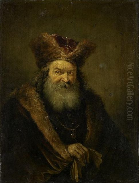 Old man with fur hat Oil Painting by David Teniers the Younger