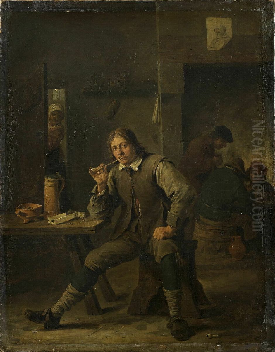 Smoker Leaning his Elbow on a Table Oil Painting by David Teniers the Younger