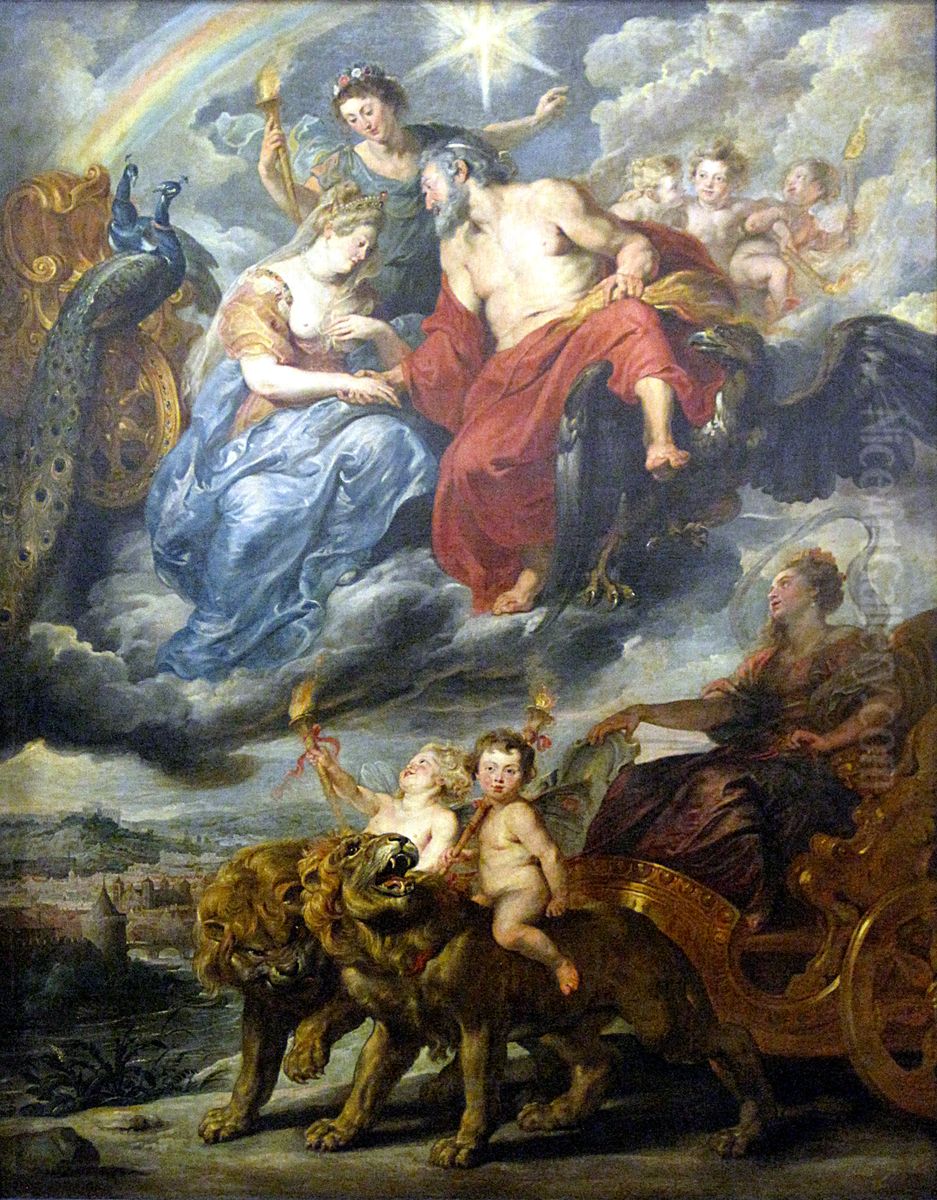 The Meeting of Marie de' Medici and Henry IV at Lyons Oil Painting by (studio of) Rubens, Peter Paul
