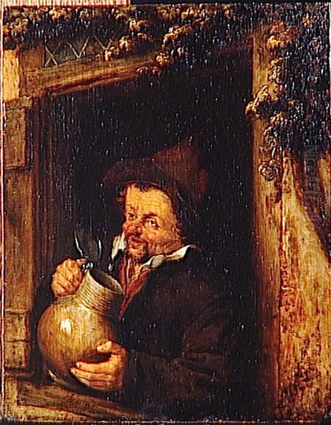 A Man with a Jug in a Window Oil Painting by Adriaen van Ostade