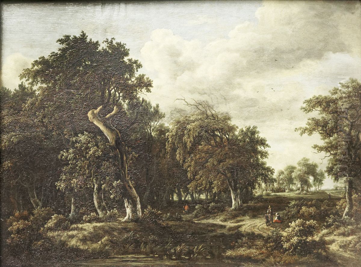 La Foret de chenes Oil Painting by Meindert Hobbema