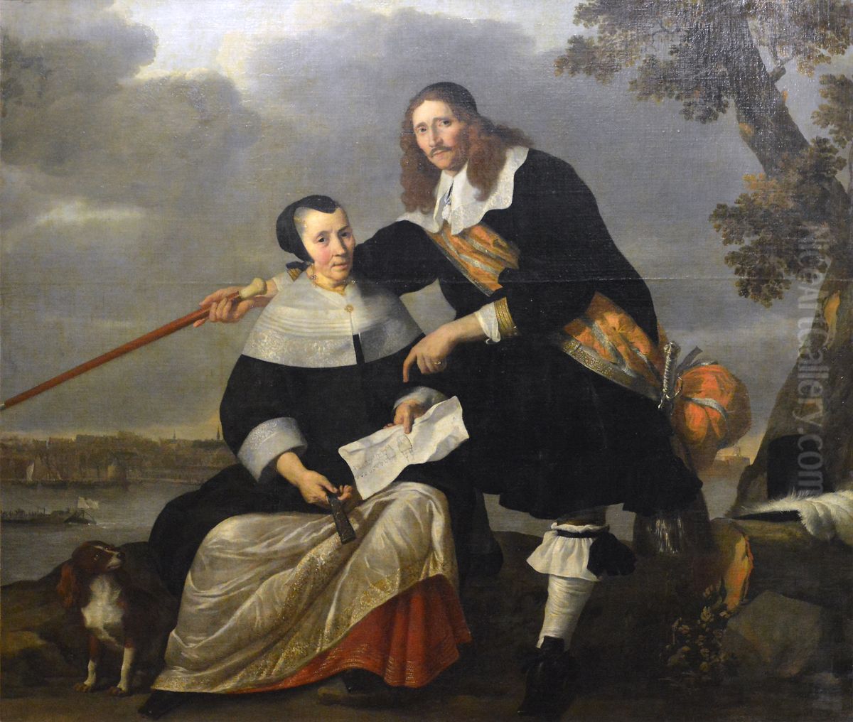Portrait of Hendrick Heuck (?-1677) en Catharina Brouwers (?-?) Oil Painting by Nicolaes de Helt Stockade
