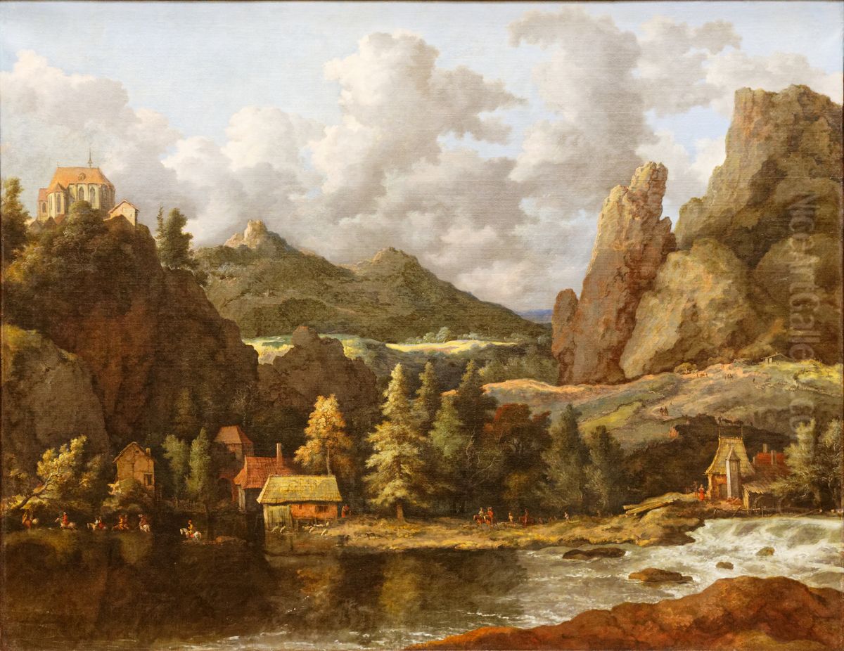 Riviere dans une vallee montagneuse Oil Painting by Allaert van Everdingen