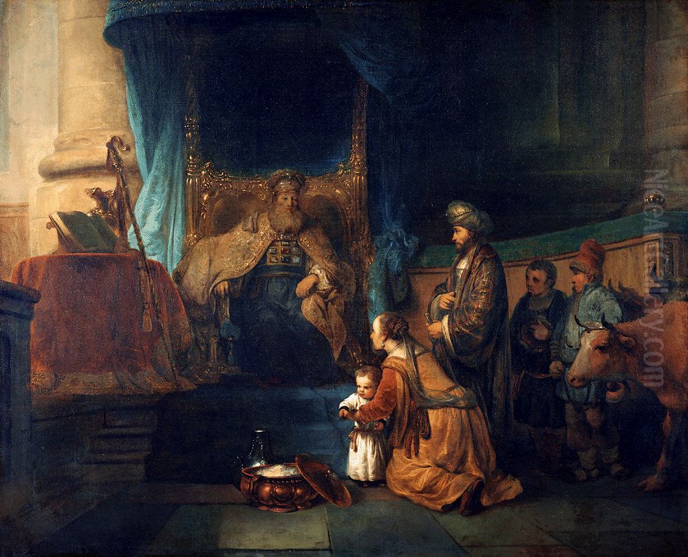 Anna presenting her son Samuel to the priest Eli Oil Painting by Gerbrand Van Den Eeckhout