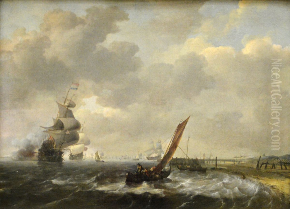 Schepen voor de kust bij Den Helder Oil Painting by Ludolf Bakhuizen