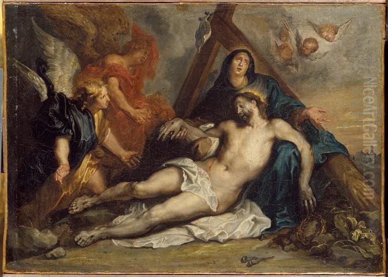Le Christ mort pleure par la Vierge et des anges Oil Painting by Sir Anthony Van Dyck