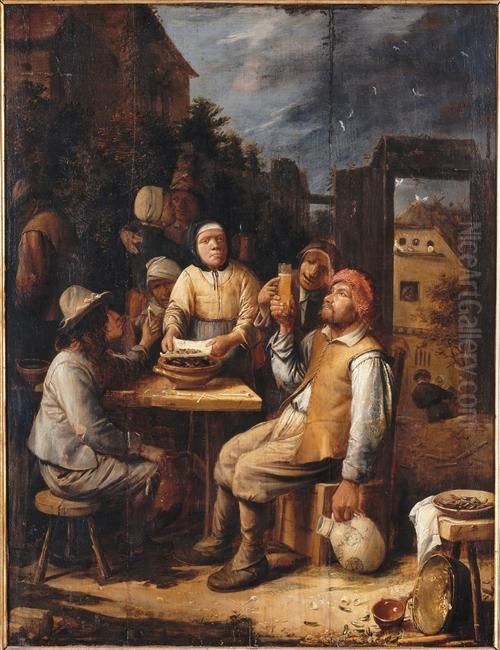 The Mussel Eaters Oil Painting by Joos van Craesbeeck