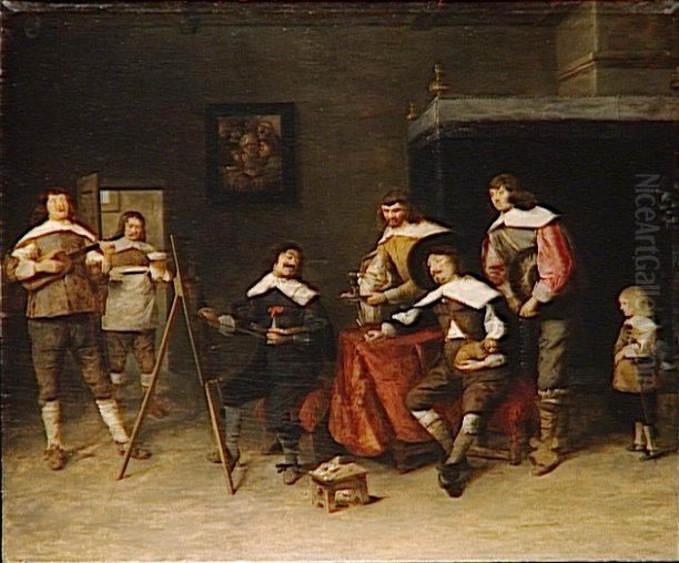 A Painter Painting a Portrait Oil Painting by Joos van Craesbeeck