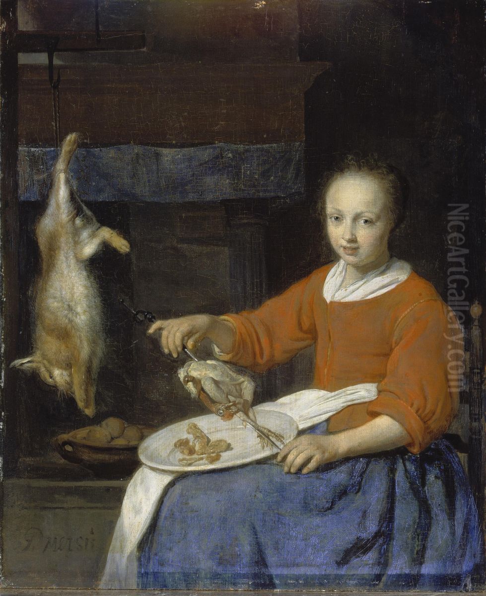 The Kitchenmaid Oil Painting by Gabriel Metsu