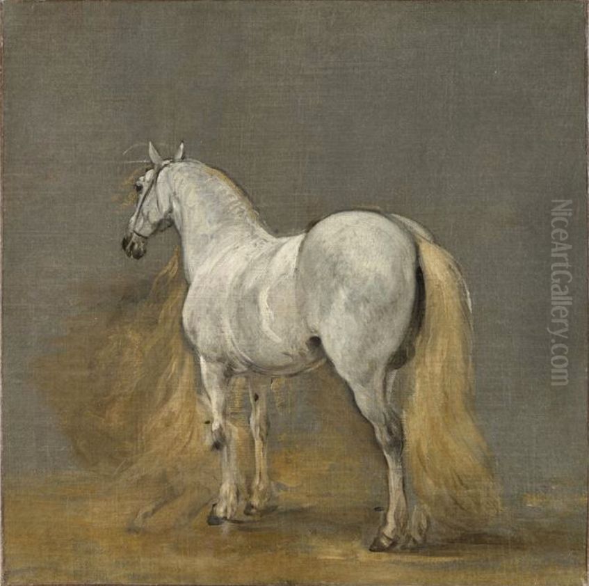 Study of a white horse Oil Painting by Adam Frans van der Meulen