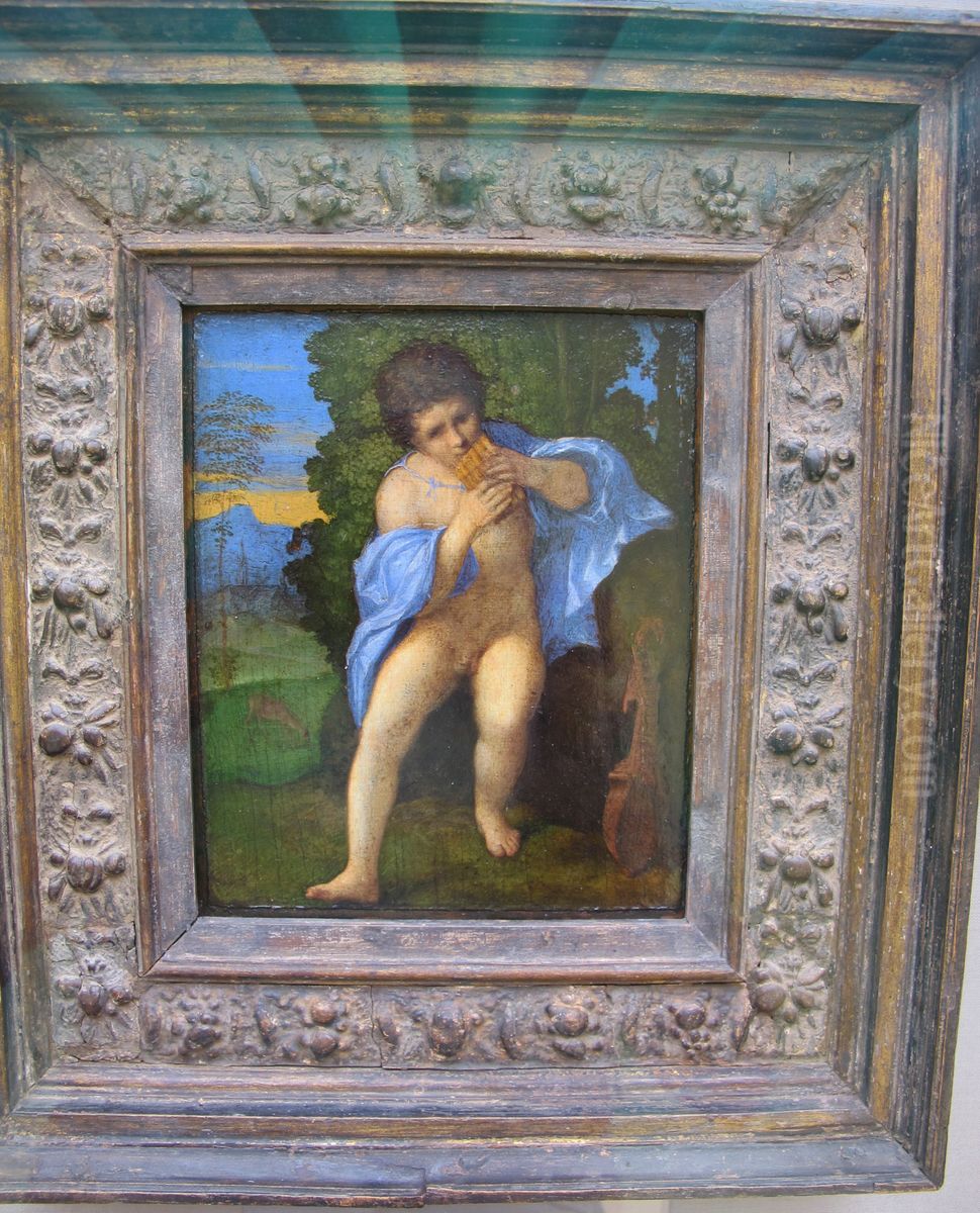 Junger Faun blast auf der Syrinx Oil Painting by Palma Vecchio