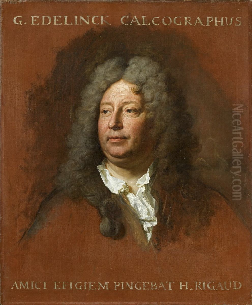 Portrait of Gerard Edelinck Oil Painting by Hyacinthe Rigaud